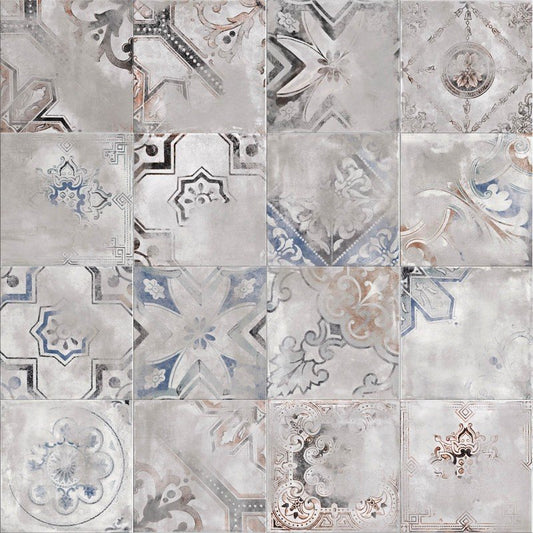 Decoro in Gres Porcellanato Effetto Pietra Rettificato Naturale 20x20 8.5mm Reused Mix Grey Play - ABK