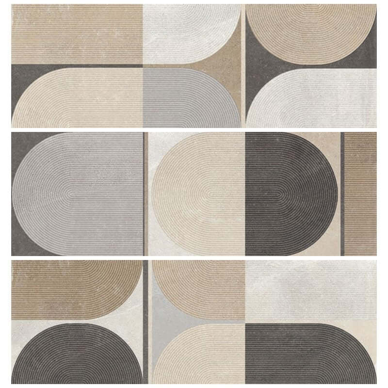 Natural Rectified Stone Effect Porcelain Stoneware Decoration 30x90 8mm Etna Futura Mix Decoration - Herberia