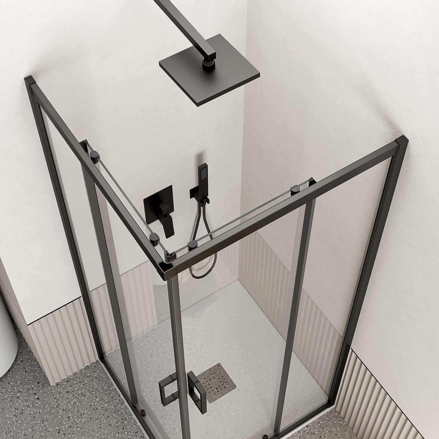 Box Doccia 100x120 cm Doppio Scorrevole Vetro Trasparente e Profilo Nero - Escape