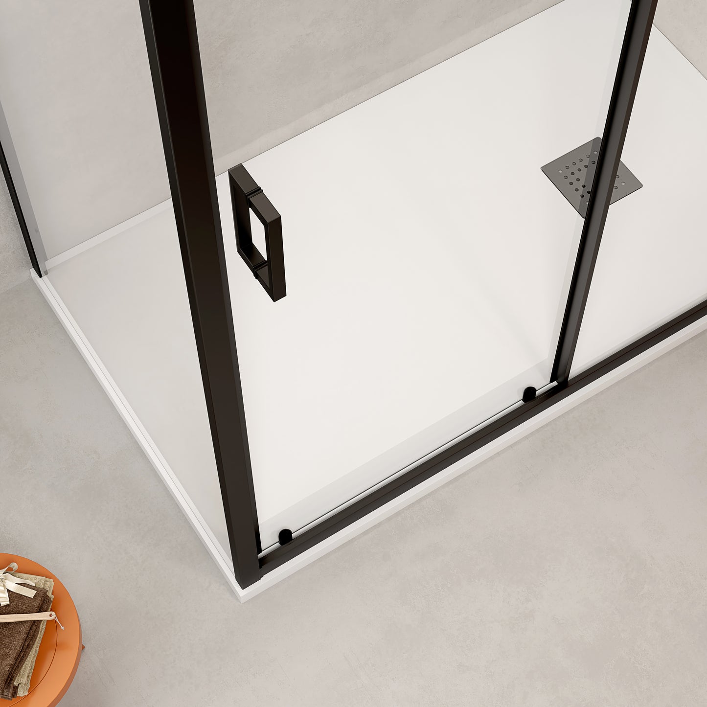 Box Doccia 70x120 cm Fisso + Scorrevole Vetro Trasparente e Profilo Nero - Escape