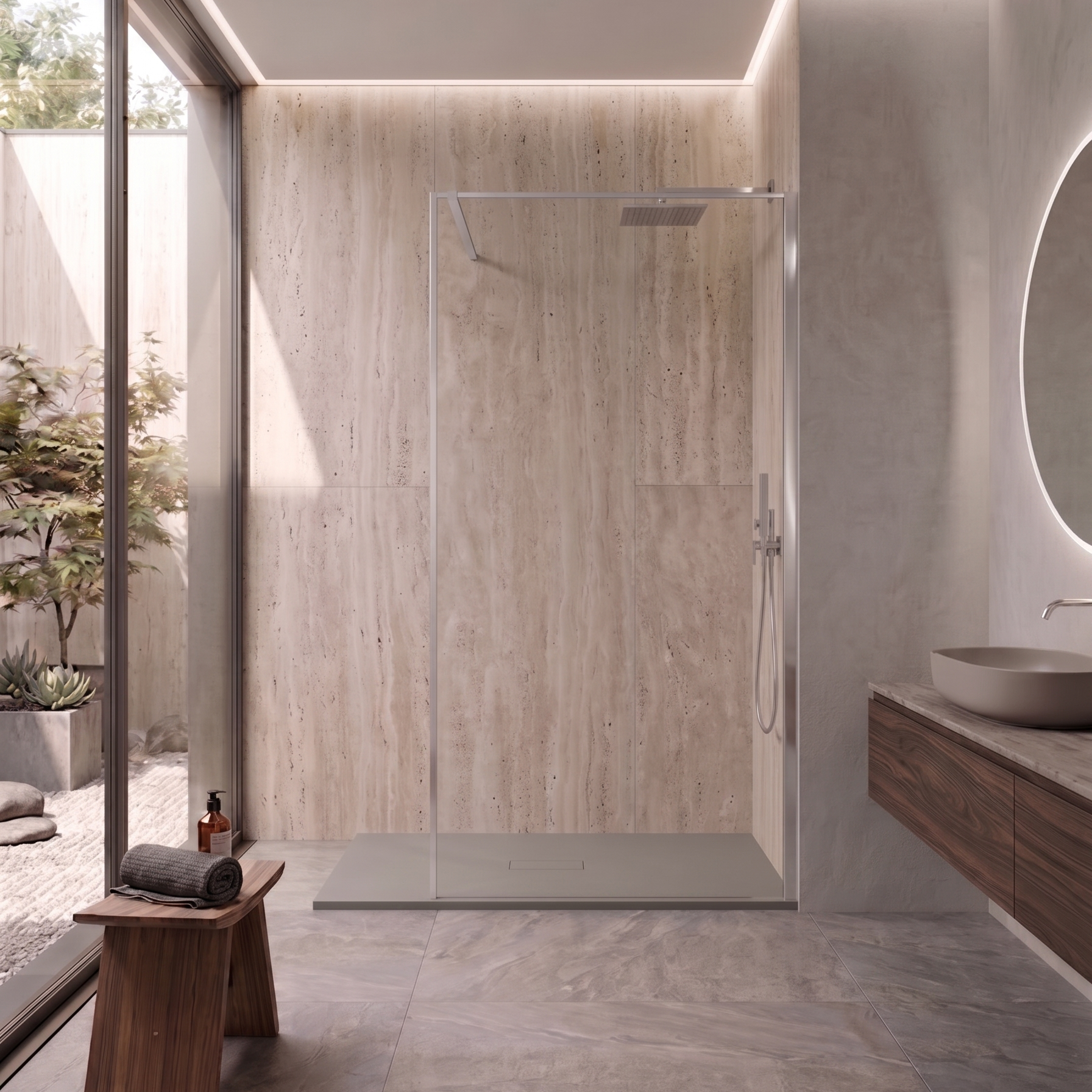 Parete Walk-in 100 cm Vetro Trasparente e Profilo Acciaio Spazzolato - Escape
