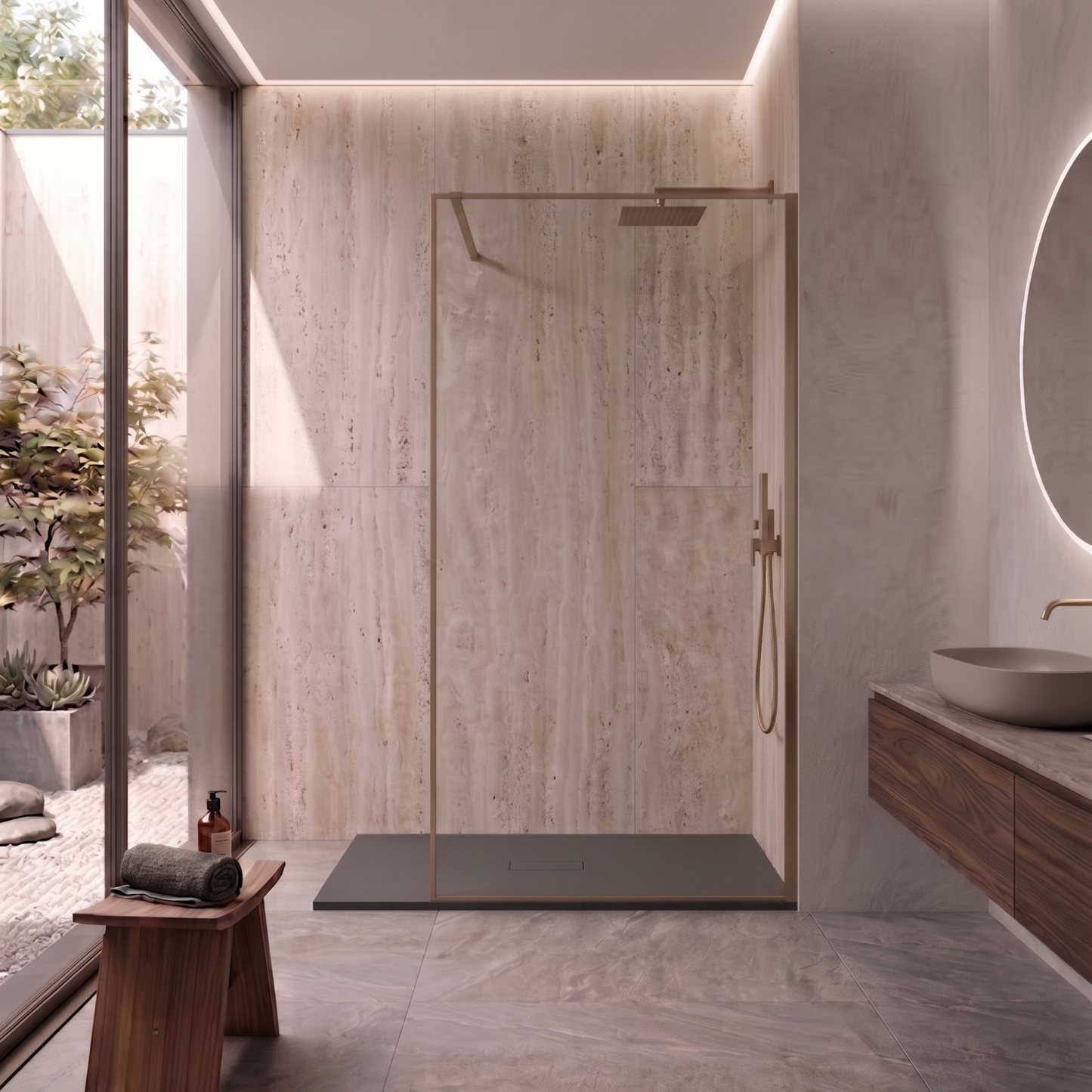 Parete Walk-in 100 cm Vetro Trasparente e Profilo Mud - Escape