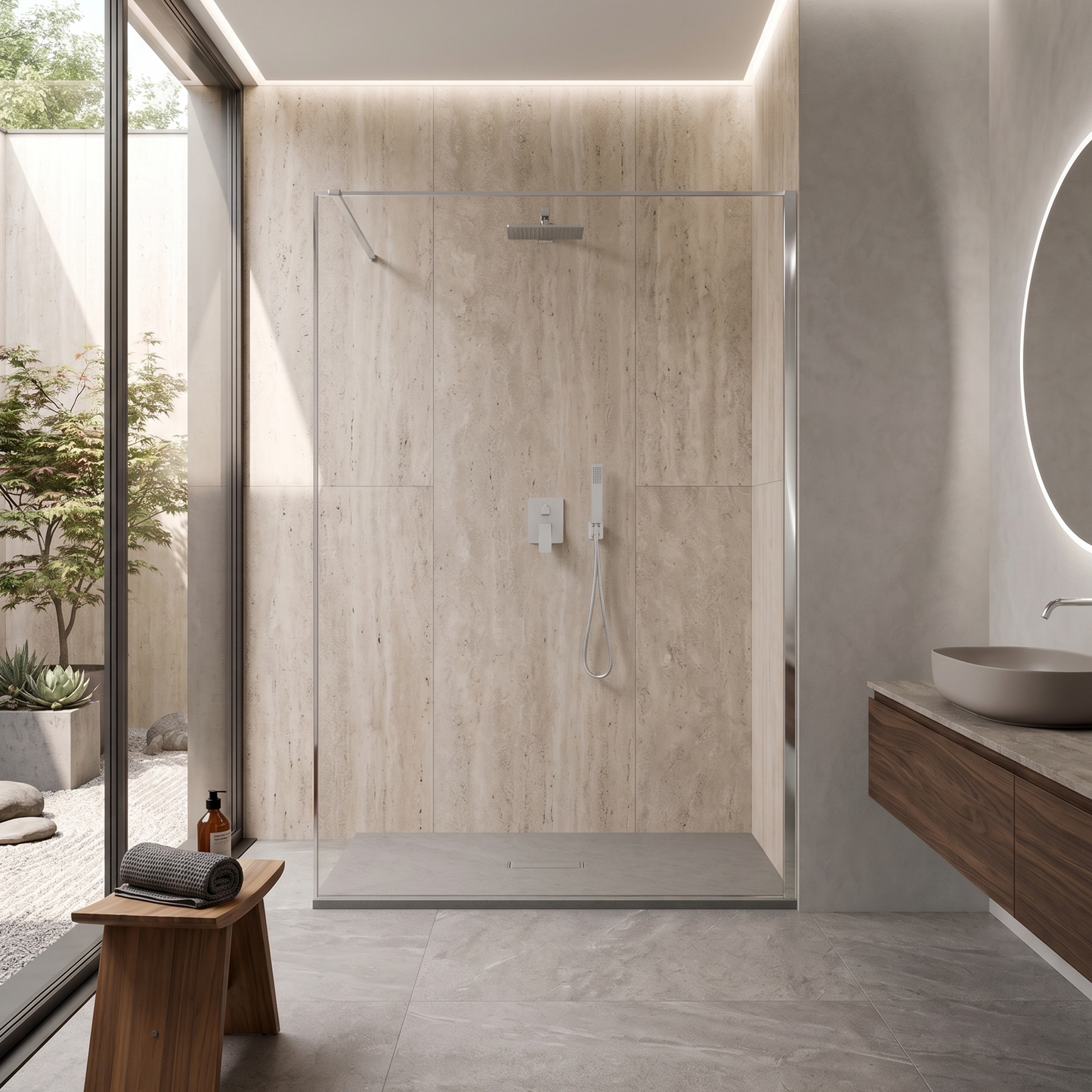 Parete Walk-in 120 cm Vetro Trasparente e Profilo Cromo - Escape