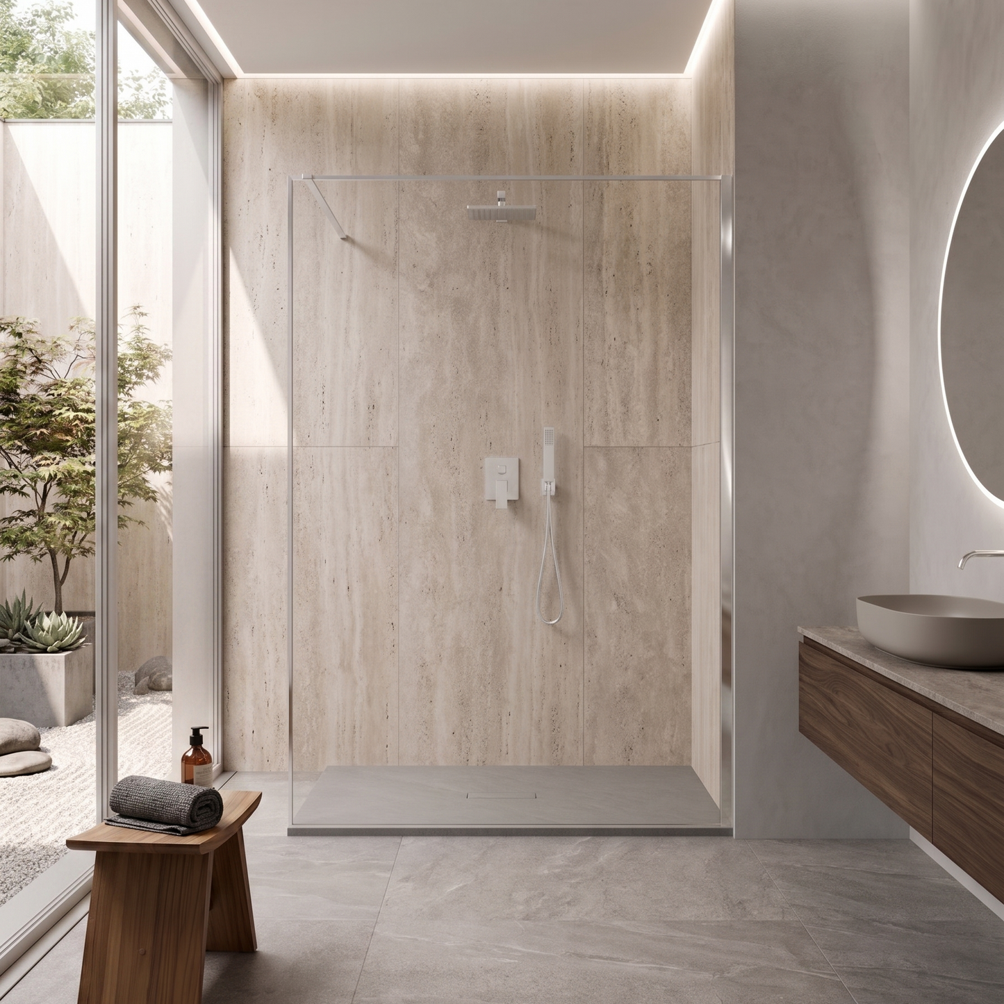 Parete Walk-in 120 cm Vetro Trasparente e Profilo Brush - Escape