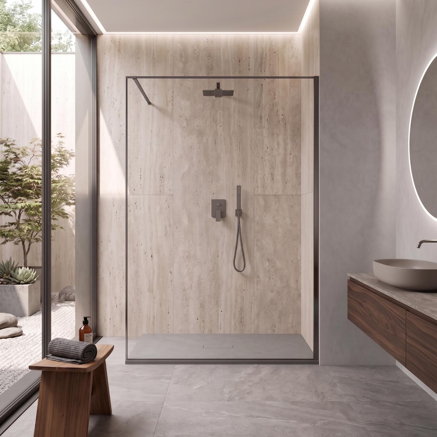 Parete Walk-in 120 cm Vetro Trasparente e Profilo Piombo - Escape