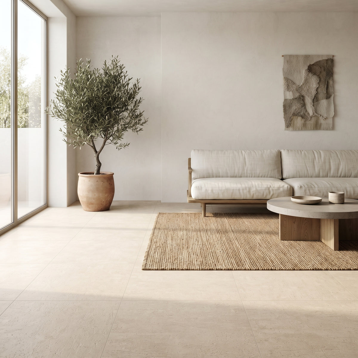 Gres Porcellanato Effetto Pietra Rettificato Naturale 120x120 Concrete Project Beige - Imola