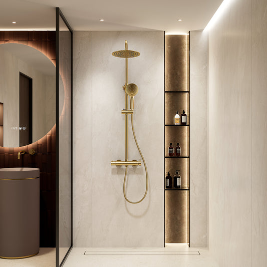 Colonna Doccia Meccanica con Doccino Oro Spazzolato - Mirta