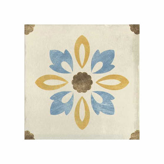 Natural Cement Effect Porcelain Stoneware 20x20 Flower Insert Via Emilia - Cir Serenissima