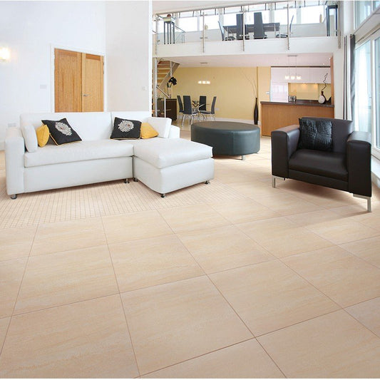 Natural Cement Effect Porcelain Stoneware 60x60 Beige Fusion - Sintesi