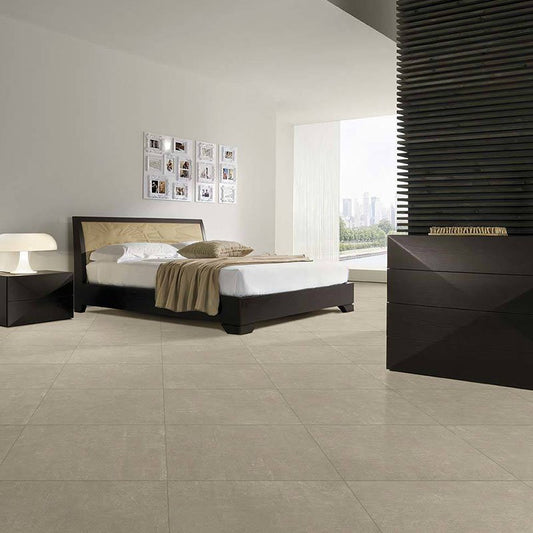 Gres Porcellanato Effetto Cemento Naturale 81x81 Avorio Evoq - Antica Ceramica Rubiera