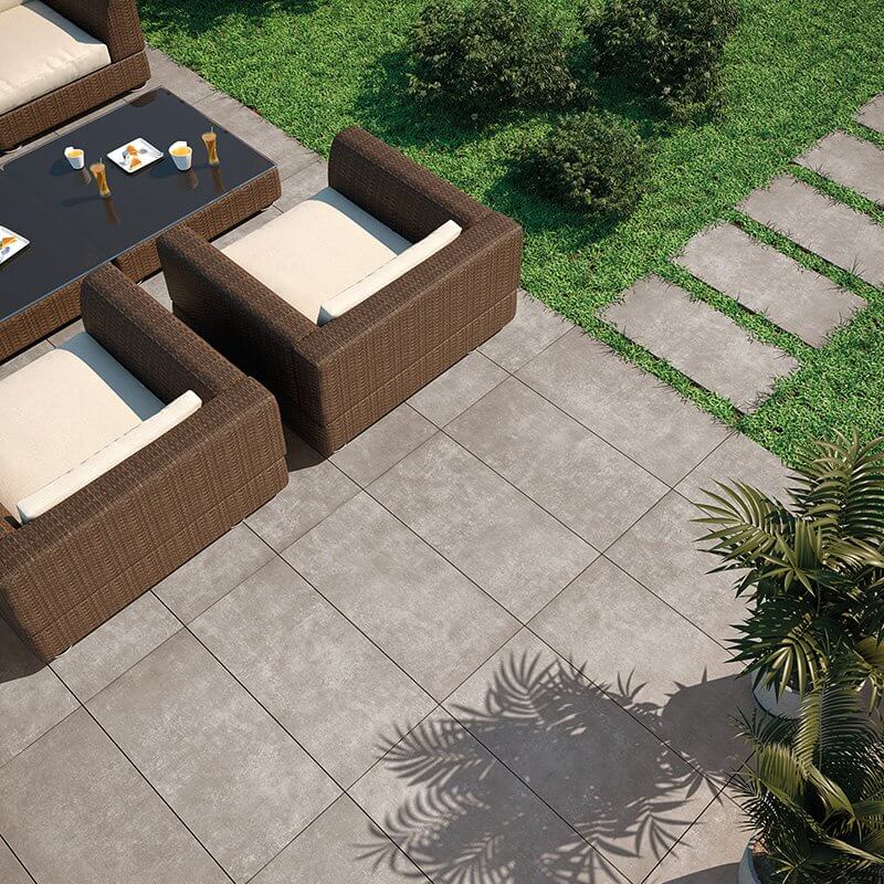 Rectified Cement Effect Porcelain Stoneware Grip 60x60 20mm Geo Clay - Herberia
