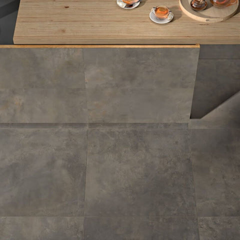 Gres Porcellanato Effetto Cemento Rettificato Grip 80x80 20mm Antracite Corten Make - Gardenia Orchidea