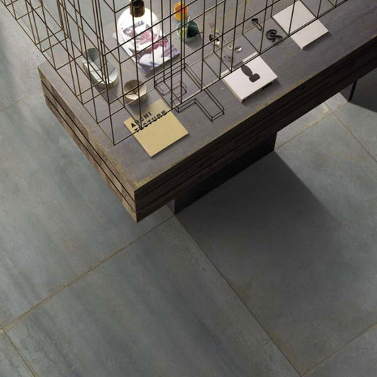 Gres Porcellanato Effetto Cemento Rettificato Grip 80x80 20mm Green Oxide - Gardenia Orchidea