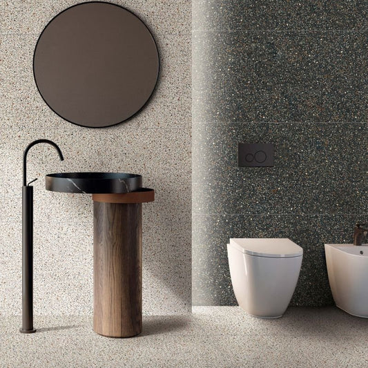 Gres Porcellanato Effetto Cemento Rettificato Lappato 90x90 8.5mm Dots Multiblack Blend - ABK