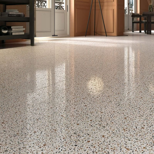 Gres Porcellanato Effetto Cemento Rettificato Lappato 90x90 8.5mm Dots Multiwhite Blend - ABK