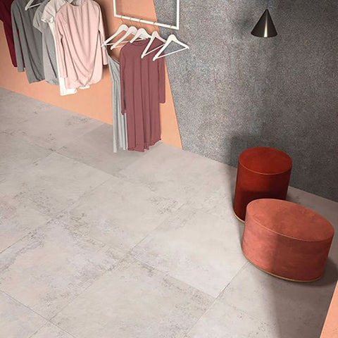 Cement Effect Porcelain Stoneware Rectified Natural 30x120 8.5mm Ivory Ghost - ABK