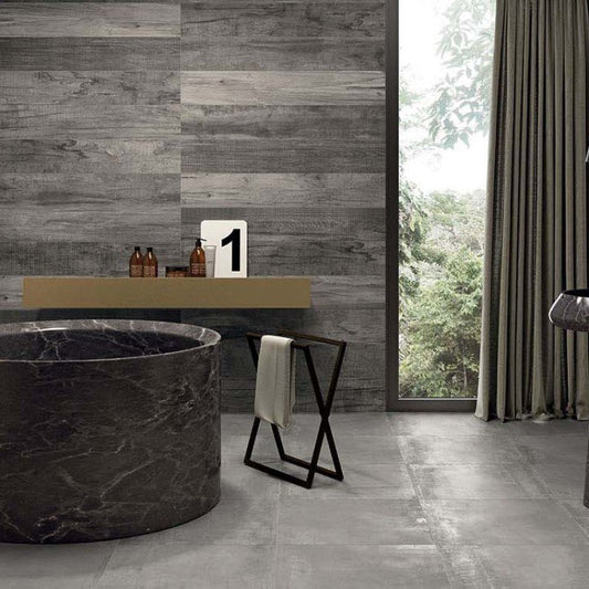 Gres Porcellanato Effetto Cemento Rettificato Naturale 30x120 8.5mm Pearl Interno 9 - ABK