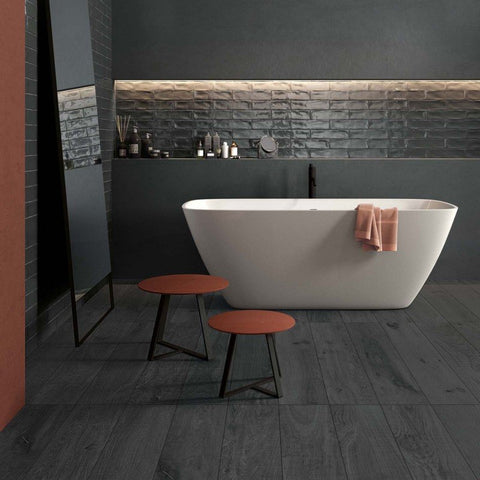 Gres Porcellanato Effetto Cemento Rettificato Naturale 30x34 9mm Coal Crossroad Chalk - ABK