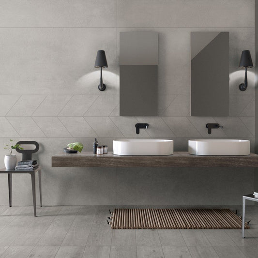 Gres Porcellanato Effetto Cemento Rettificato Naturale 30x34 9mm Smoke Crossroad Chalk - ABK