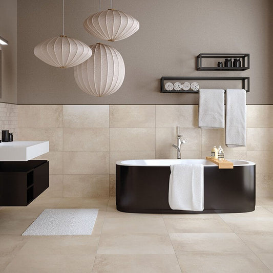 Gres Porcellanato Effetto Cemento Rettificato Naturale 30x60 9.5mm Materia Beige - Herberia
