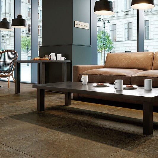Gres Porcellanato Effetto Cemento Rettificato Naturale 30x60 9.5mm Materia Bronzo - Herberia