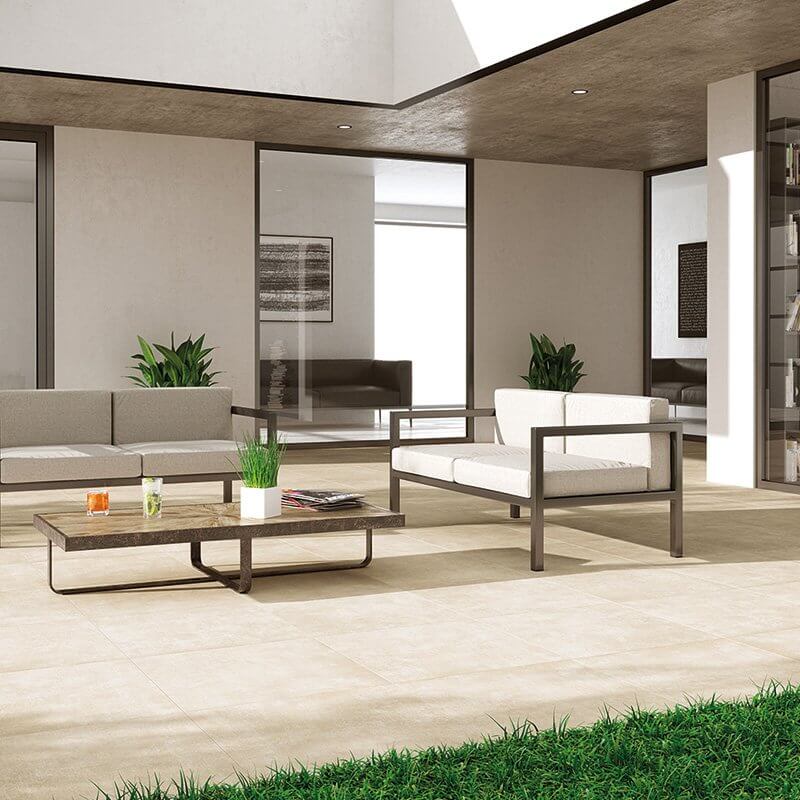 Natural Rectified Cement Effect Porcelain Stoneware 30x60 9mm Geo Calce - Herberia