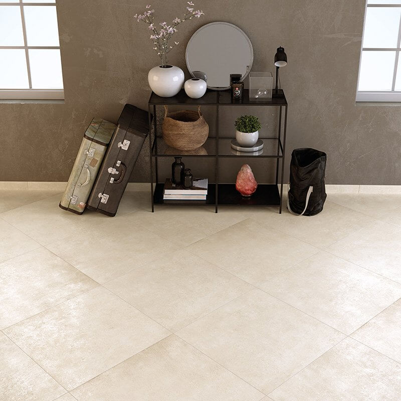 Natural Rectified Cement Effect Porcelain Stoneware 30x60 9mm Geo Calce - Herberia