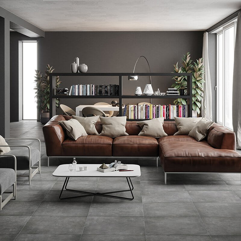 Gres Porcellanato Effetto Cemento Rettificato Naturale 30x60 9mm Geo Pirite - Herberia