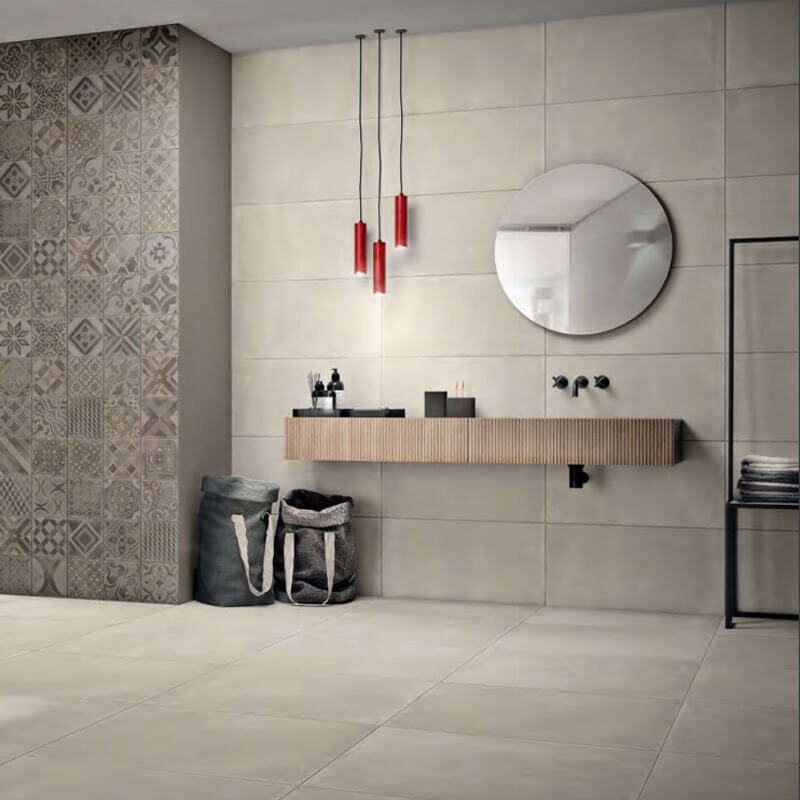 Gres Porcellanato Effetto Cemento Rettificato Naturale 60x120 8.5mm Bianco Make - Gardenia Orchidea