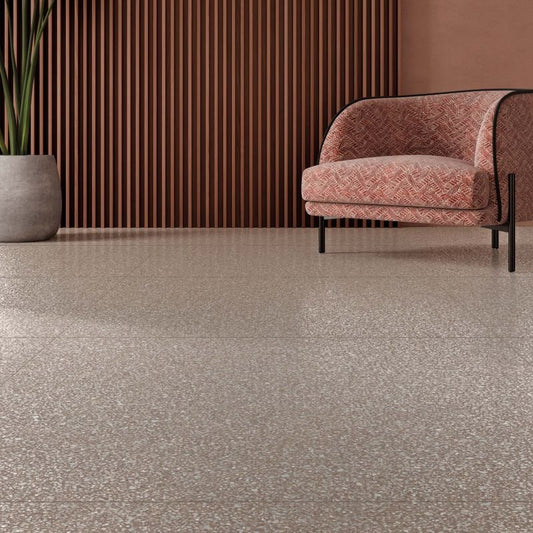 Gres Porcellanato Effetto Cemento Rettificato Naturale 60x120 8.5mm Dots Taupe Blend - ABK