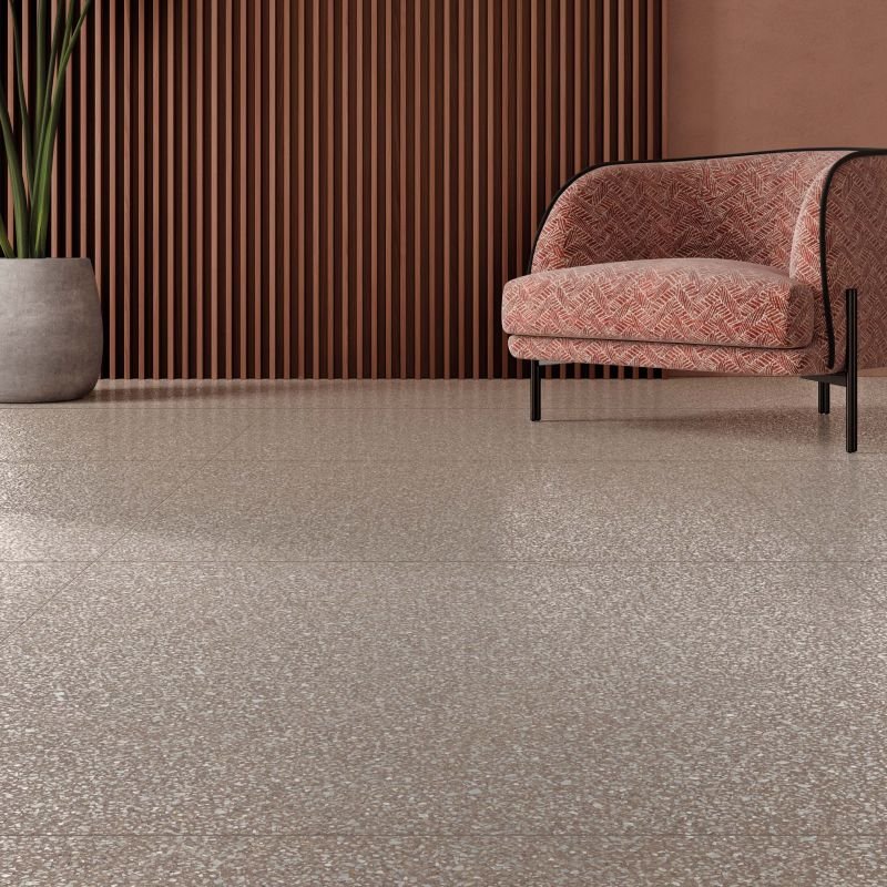 Gres Porcellanato Effetto Cemento Rettificato Naturale 60x120 8.5mm Dots Taupe Blend - ABK