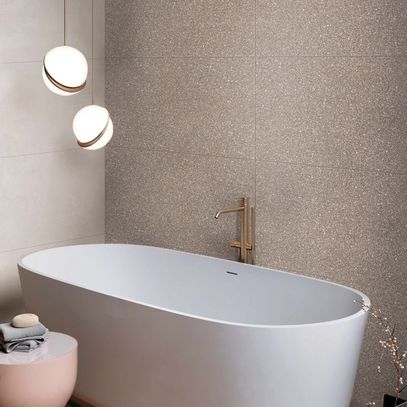 Gres Porcellanato Effetto Cemento Rettificato Naturale 60x120 8.5mm Dots Taupe Blend - ABK