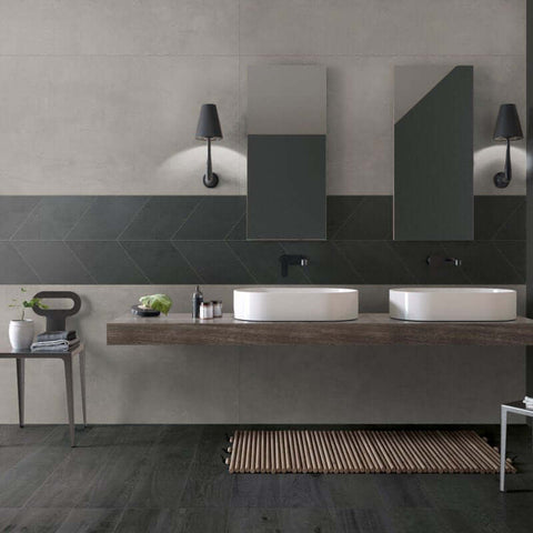 Gres Porcellanato Effetto Cemento Rettificato Naturale 60x30 7mm Trapezio Grey Crossroad Chalk - ABK