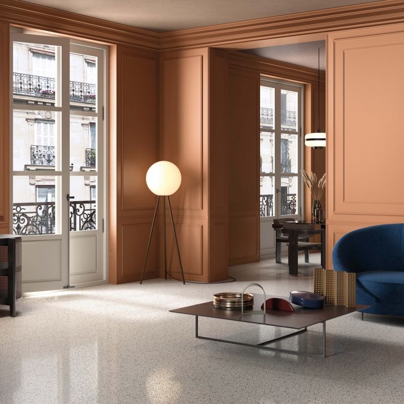 Gres Porcellanato Effetto Cemento Rettificato Naturale 60x60 8.5mm Dots Multiwhite Blend - ABK