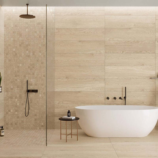 Natural Rectified Wood Effect Porcelain Stoneware 30x120 9.5mm Light Oak - Herberia