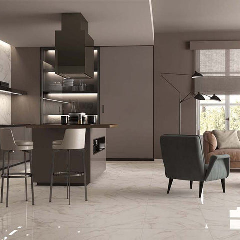 Gres Porcellanato Effetto Marmo Rettificato Lucido 60x60 8.5mm Calacatta Select Sensi - ABK
