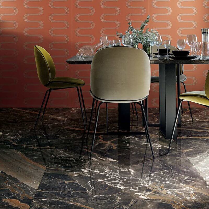 Gres Porcellanato Effetto Marmo Rettificato Naturale 120x120 6mm Ombre Caravage Les Bijoux - Florim