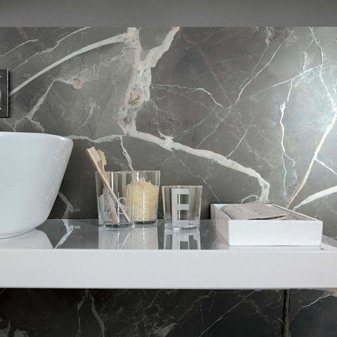 Gres Porcellanato Effetto Marmo Rettificato Smooth 80x80 9mm Calacatta Black Stones & More 2.0 - Florim