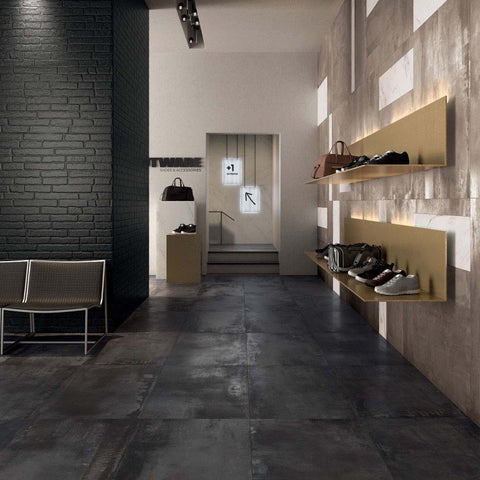 Gres Porcellanato Effetto Metallo Rettificato Lappato 30x120 8.5mm Dark Interno 9 - ABK