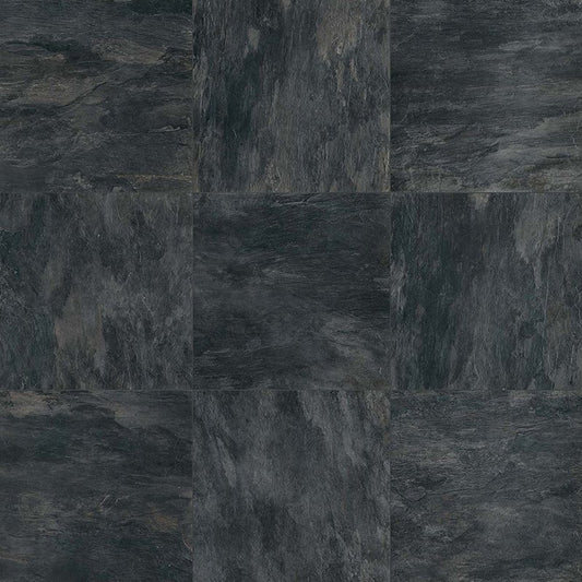 Gres Porcellanato Effetto Pietra Rettificato Grip 20x80 9mm Noir Ardoise by Florim, black stone effect tiles.