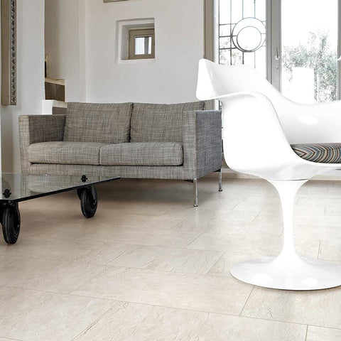 Gres Porcellanato Effetto Pietra Rettificato Grip 80x80 9mm Blanc Ardoise - Florim