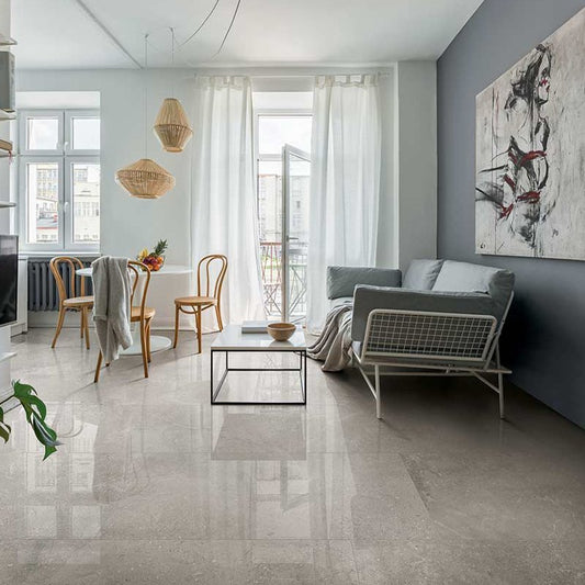 Stone Effect Porcelain Stoneware Rectified Glossy 60x120 9mm Grey Sandstone Elemental Stone - Florim