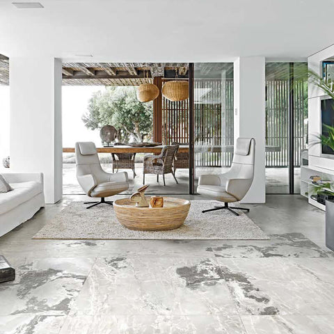 Gres Porcellanato Effetto Pietra Rettificato Lucido 60x120 9mm White Blend Onyx&More - Florim