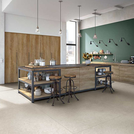 Gres Porcellanato Effetto Pietra Rettificato Lucido 60x120 9mm White sandstone Elemental Stone - Florim