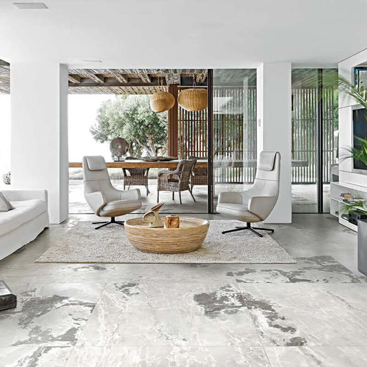 Gres Porcellanato Effetto Pietra Rettificato Lucido 60x60 9mm White Blend Onyx&More - Florim