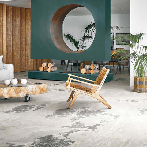 Gres Porcellanato Effetto Pietra Rettificato Lucido 60x60 9mm White Blend Onyx&More - Florim
