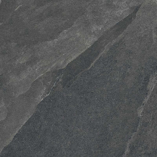 Natural Rectified Stone Effect Porcelain Stoneware 120x120 10mm Pietra Ligure Anthracite - Herberia