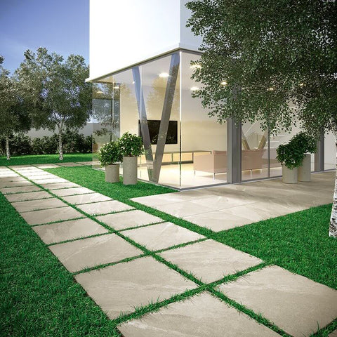 Natural Rectified Stone Effect Porcelain Stoneware 120x120 10mm Pietra Ligure Sabbia - Herberia