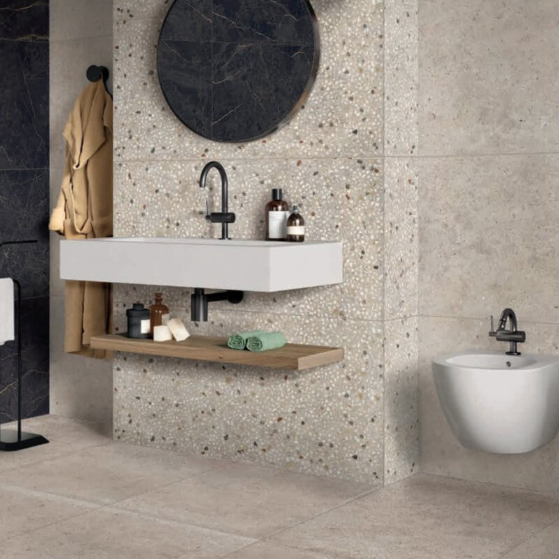 Gres Porcellanato Effetto Pietra Rettificato Naturale 120x120 8.5mm Beige Anima - Ariana