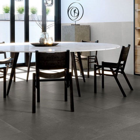 Natural Rectified Stone Effect Porcelain Stoneware 30x90 8mm Etna Lava - Herberia